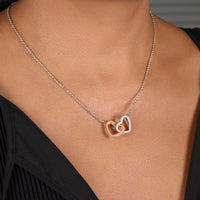 Two Heart Pendant Necklace, Interlocking Hearts Necklace for Wife, Romantic CZ Crystal Jewelry, Meaningful Christmas Present for Her, Wife Present