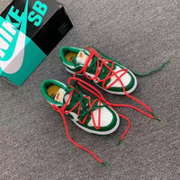 Low Top Sneakers, Green Off White Colorway, Lace Up Design, Casual Gift for Sneaker Fans
