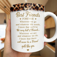 Gold Aesthetic Friendship Ceramic Mug, Best Friends Forever Leopard Print Mug, Soul Sister Coffee Mug, Birthday Christmas Present for BFF Women