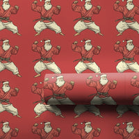 Martial Arts Gift Wrap, Karate Santa Christmas Wrapping Paper, Humorous Judo Santa Holiday Wrapping Paper, Black Belt Santa Gift Wrap Roll