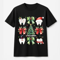 Adorable Festive Tooth Shirt, Dental Christmas T-Shirt, Dental Hygienist Holiday Tee, Dentist Office Graphic T-Shirt, Xmas Dental Assistant Present