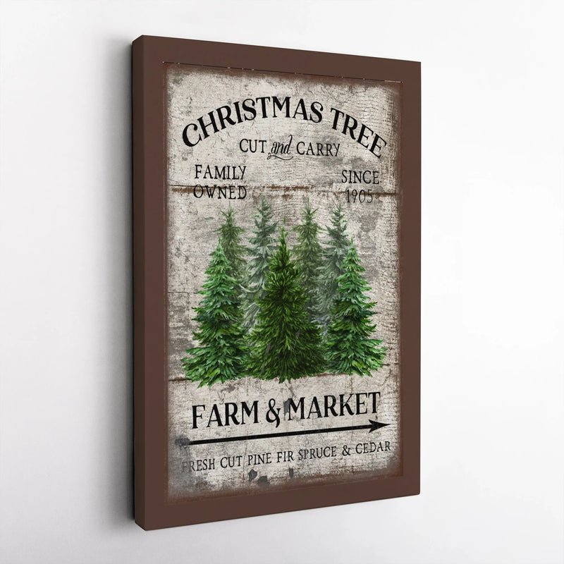 Vintage Holiday Sign Print, Christmas Tree Farm Canvas Wall Art, Rustic Christmas Canvas Poster, Farmhouse Holiday Digital Download