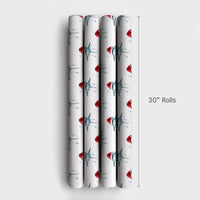 Ocean Santa Hat Gift Wrap, Manta Ray Christmas Wrapping Paper, Marine Life Wrapping Paper Roll, Holiday Wrapping Paper