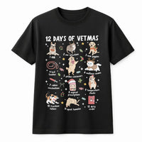 Humorous Veterinary Technician Christmas Shirt, 12 Days of Vetmas T-Shirt, Vet Tech Holiday Graphic Tee, Veterinary Staff Xmas T-Shirt Present