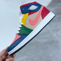 Mid Top Sneakers, Multicolor Colorway, Lace Up Design, Casual Gift for Sneaker Fans