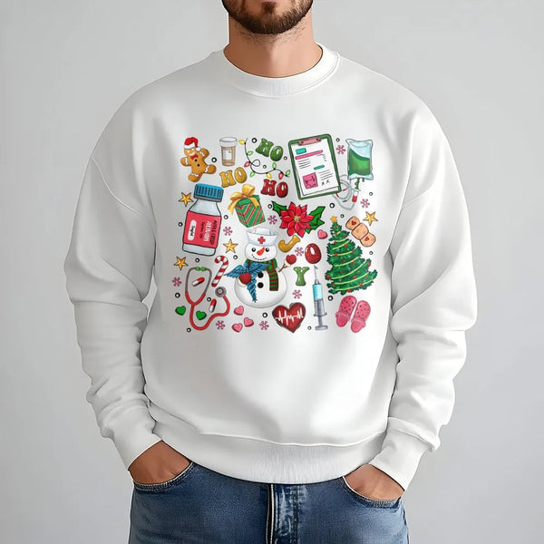 Festive Nurse Holiday Sweater, Nurse Christmas Sweatshirt, Adorable RN LPN Crewneck, Medical School Pullover, Hospital Nurse 