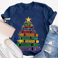 Art Teacher T-Shirt, Colored Pencils Leopard Christmas Tree Shirt, Holiday Graphic Tee, Festive Art Teacher Shirt, Christmas Present for Her