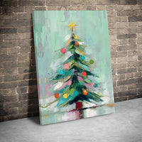 Colorful Christmas Wall Decor, Abstract Christmas Tree Canvas Art, Holiday Tree Canvas Print, Seasonal Winter Wall Art, Holiday Home Present