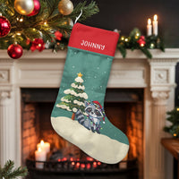 Personalized Raccoon Holiday Stocking, Adorable Woodland Raccoon Christmas Stocking, Forest Animal Christmas Stocking, Comfy Winter Decor Present