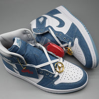Sneakers, Blue White Colorway, Lace Up Design, Casual Gift for Sneaker Fans