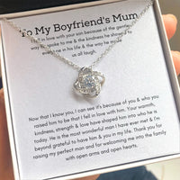 Boyfriend's Mum Love Knot Necklace, Boyfriend Mum Necklace, Mother of Boyfriend Present Necklace, Bonus Mum Keepsake, Christmas Birthday Present