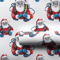 Humorous Ocean Christmas Wrapping Paper, Scuba Diving Santa Wrapping Paper, Scuba Diver Holiday Gift Wrap, Diver Santa Wrapping Paper