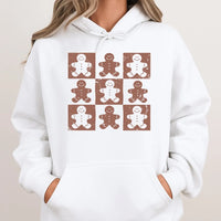 Retro Checkered Christmas Sweatshirt, Gingerbread Man Hoodie, Adorable Holiday Cookie Hooded Pullover, Adorable Festive Xmas Present for Her