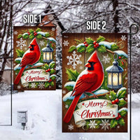 Winter Bird Holiday Yard Flag, Cardinal Merry Christmas Garden Flag, Double-Sided Red Cardinal Outdoor Banner, Seasonal Xmas Lawn Flag