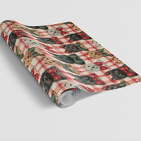 Scottie Dog Plaid Holiday Gift Wrap, Scottish Terrier Wrapping Paper, Festive Christmas Dog Wrapping Paper