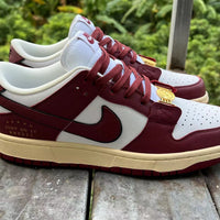 Low Top Sneakers, Burgundy White Colorway, Lace Up Design, Casual Gift for Sneaker Fans