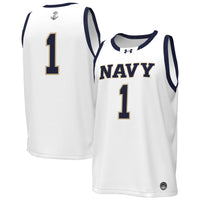 White Navy Midshipmen #1 Replica Basketball Jersey