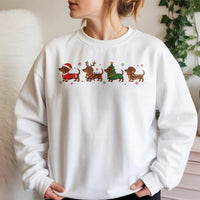 Adorable Weiner Dog Holiday Sweater, Christmas Dachshund Sweatshirt, Festive Doxie Puppy Crewneck, Dog Mom Christmas Pullover, Dog Lover Present