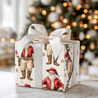 Western Holiday Gift Wrap, Cowboy Santa Claus Christmas Wrapping Paper, Retro Country Wild West Christmas Wrapping Paper, Holiday Gift Wrap