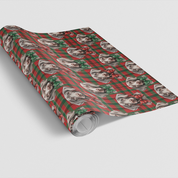 Plaid Dog Christmas Gift Wrap, Weimaraner Dog Wrapping Paper, Festive Canine Wrapping Paper, Dog Lover Holiday Gift Wrap, Pet