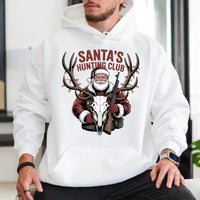 Christmas Deer Hunter Hoodie, Santa's Hunting Club Hoodie, Humorous Outdoorsman Sweatshirt, Hunting Hooded Sweatshirt, Holiday Present for Hunters