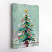 Colorful Christmas Tree Wall Decor, Abstract Christmas Tree Canvas Art, Festive Christmas Canvas Print, Modern Holiday Decor Canvas Present