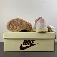 Low Top Sneakers, Khaki White Pink Colorway, Reverse Hook Design, Lace Up Design, Casual Gift for Sneaker Fans