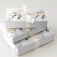 Watercolor Sports Gift Wrap, Santa Hockey Wrapping Paper, Ice Hockey Player Christmas Wrapping Paper, Adorable Holiday Gift Wrap Roll