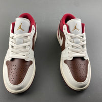 Low Top Sneakers, Burgundy White Brown Colorway, Lace Up Design, Casual Gift for Sneaker Fans