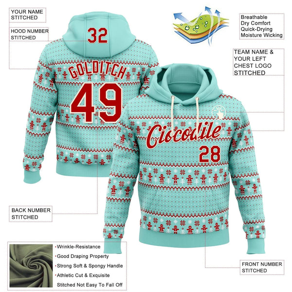 Personalized Name Number Xmas Sweatshirt, Custom Christmas Ugly Sweater Hoodie, Fleece Holiday Hoodie, Sports Fan Christmas P