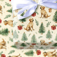 Dog Holiday Gift Wrap, Yellow Labrador Christmas Wrapping Paper, Watercolor Lab Christmas Paper, Festive Dog Lover Gift Wrapping Paper Roll