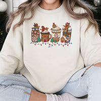 Festive Hot Cocoa Crewneck, Christmas Gingerbread Coffee Sweatshirt, Adorable Winter Holiday Pullover, Comfy Gingerbread Cafe Graphic Sweatshirt