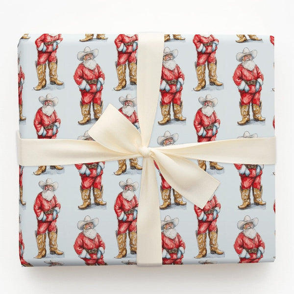 Western Christmas Gift Wrap, Cowboy Santa Wrapping Paper, Country Holiday Wrapping Paper, Rustic Santa Claus Gift Wrap Roll f