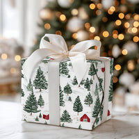 Rustic Country Christmas Gift Wrap, Red Barn Winter Forest Wrapping Paper, Snowy Cabin Farmhouse Wrapping Paper, Holiday Present Present Decor