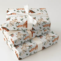 Watercolor Equestrian Gift Wrap, Horse Christmas Wrapping Paper, Festive Winter Horse Wrapping Paper, Pine Holly Gift Wrap, Horse Lover Wrap