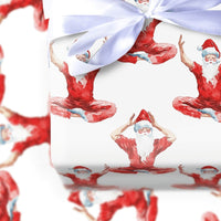 Meditating Santa Gift Wrap, Zen Santa Wrapping Paper, Watercolor Yoga Santa Christmas Paper, Yoga Lover Present Wrap