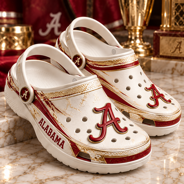 ALA Script in Crimson - Ivory and Gold Statement Clogs - main