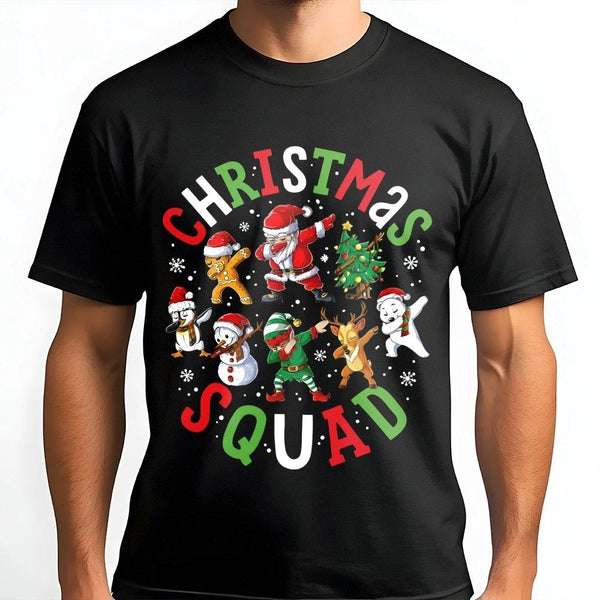 Dabbing Santa Christmas Shirt, Christmas Squad T-Shirt, Humorous Elf Graphic Tee, Matching Family Christmas Shirt, Fun Holida