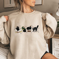Adorable Holiday Kitties Sweater, Christmas Black Cat Sweatshirt, Cat Mom Christmas Crewneck, Humorous Animal Lover Xmas Pullover Holiday Present
