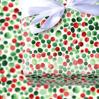 Red and Green Gift Wrap, Polka Dot Christmas Wrapping Paper, Watercolor Holiday Wrapping Paper, Festive Gift Wrap Roll, Xmas Present Paper