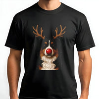 Reindeer Antlers Dog T-Shirt, Bernese Mountain Dog Christmas T-Shirt, Adorable Holiday Pup T-Shirt, Xmas Dog Lover Graphic Tee, Festive Present