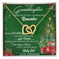 Interlocking Hearts CZ Pendant, Granddaughter Necklace Present, Surgical Steel Holiday Necklace, Sentimental Christmas Keepsake Jewelry
