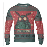 Pixel Art Cryptid Sweater, Mothman Ugly Christmas Sweater, Humorous Mothman Holiday Crewneck, Spooky Christmas Sweater, Cryptid Fan Xmas Present