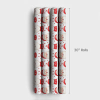 Watercolor Santa Wrapping Paper, Adorable Santa Claus Wrapping Paper, Holiday Snowflake Gift Wrap, Whimsical Christmas Present Wrapping Paper