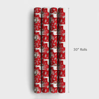 Red Holiday Animal Gift Wrap, Christmas Llama Wrapping Paper, Festive Wreath Llama Wrapping Paper Roll, Winter Snowflake Gift Wrap