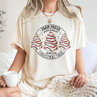 Retro Holiday Snack Cake Shirt, Farm Fresh Christmas Tree Cakes T-Shirt, Adorable Christmas Cakes Graphic Tee, Vintage Holiday Foodie Tee Present