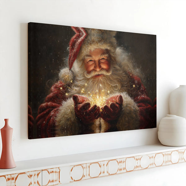 Magical Christmas Glowing Canvas, Santa Claus Canvas Wall Art, Holiday Decor Wall Art, Festive Christmas Home Decor