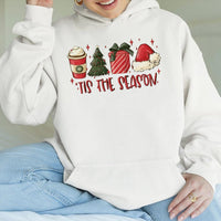 Festive Christmas Graphic Sweatshirt, Tis the Season Hoodie, Adorable Holiday Season Pullover, Winter Xmas Hooded Sweater, Christmas Present