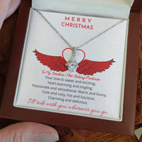 Sparkly Ribbon Pendant Necklace, Riding Partner Necklace, Romantic Biker Girlfriend Jewelry, Christmas Wife Necklace, Cubic Zirconia Present