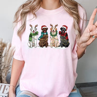 Reindeer Antlers Dog T-Shirt, Christmas Labrador T-Shirt, Holiday Lights Dog Shirt, Christmas Pet Graphic Tee, Dog Lover Present T-Shirt